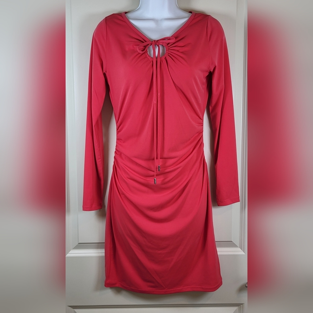 MICHAEL MICHAEL KORS Womens Coral Ruched Bodycon Dress - Size S (NWT) - Picture 6 of 11
